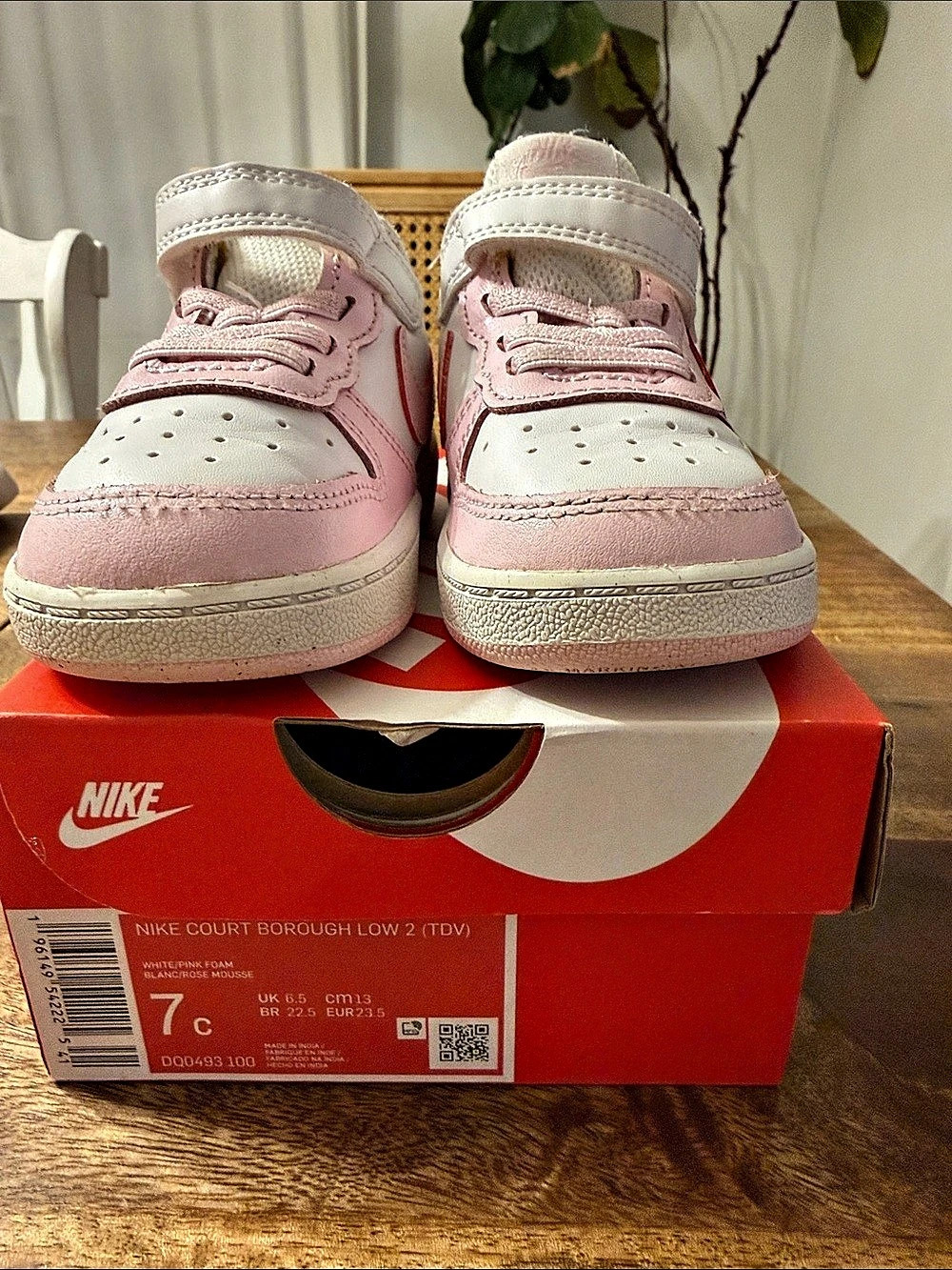 Nike Court Borough Low 2 (TDV) ) Pink & White Girls US 7C
